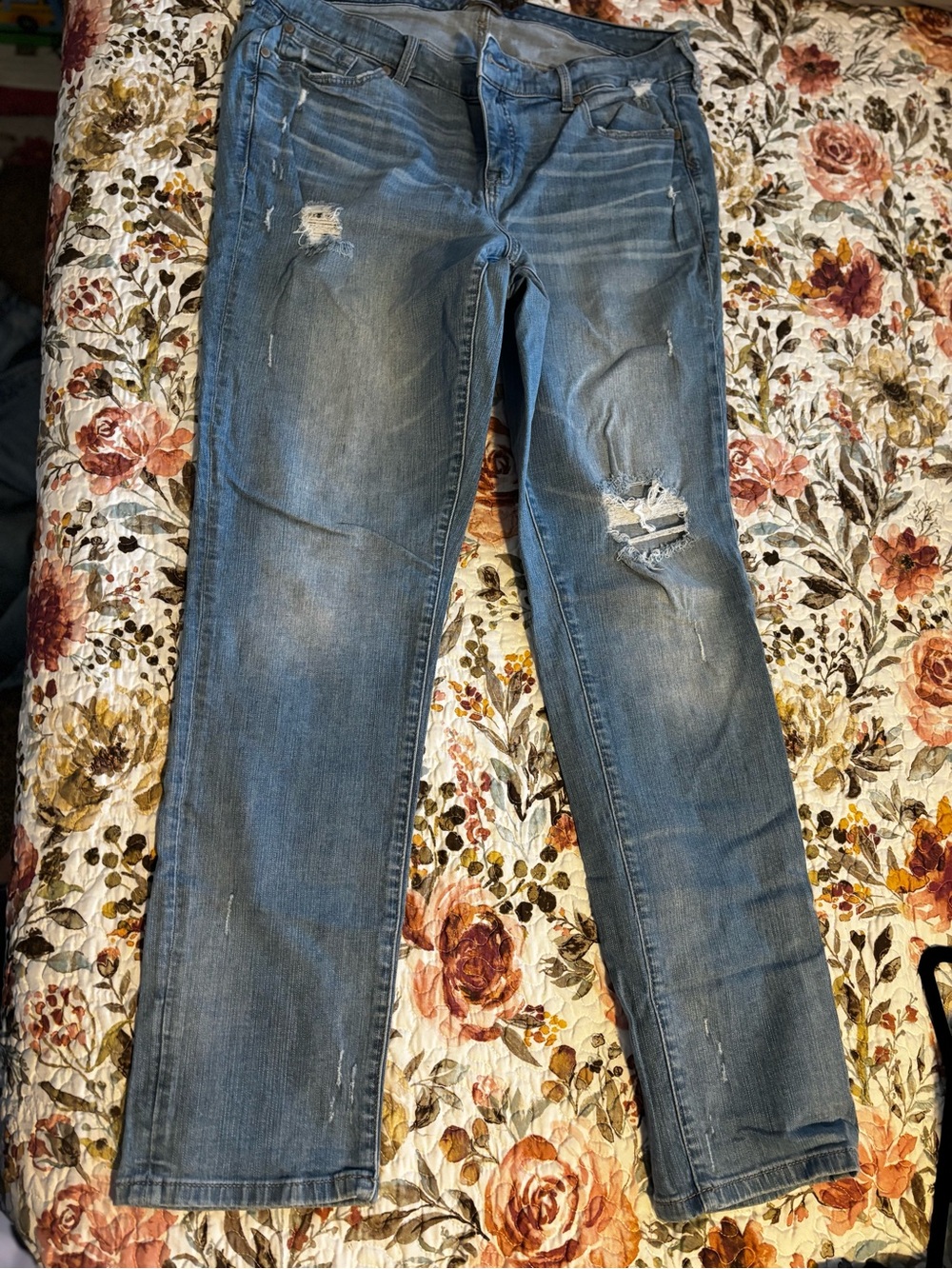 torrid Distressed Light Blue Straight Leg Jeans